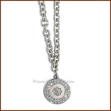 1" Charm W/66 Crystal On 18" Cable Chain