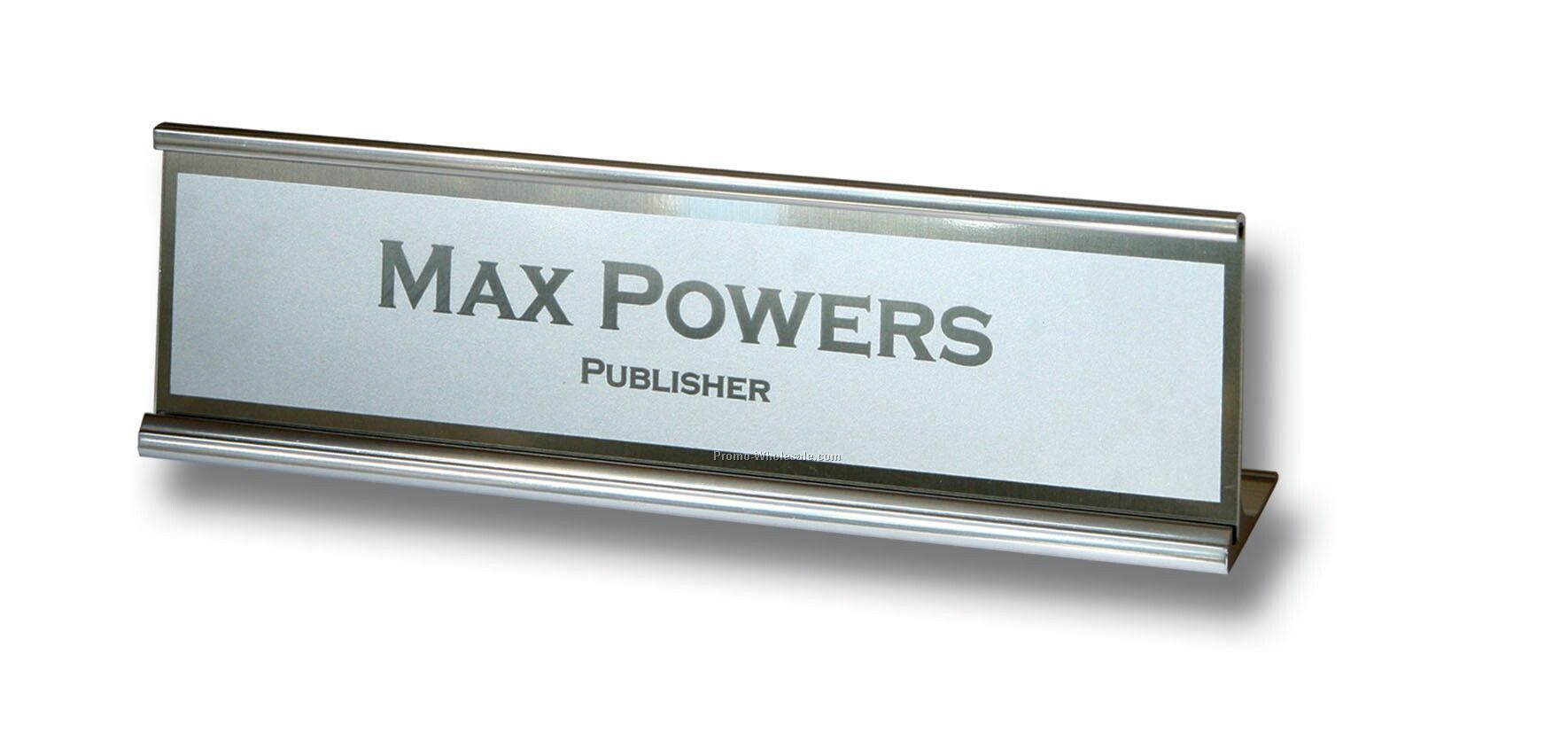 1-3/8"x8-3/8" Laser Engraved Silver Metal Nameplate