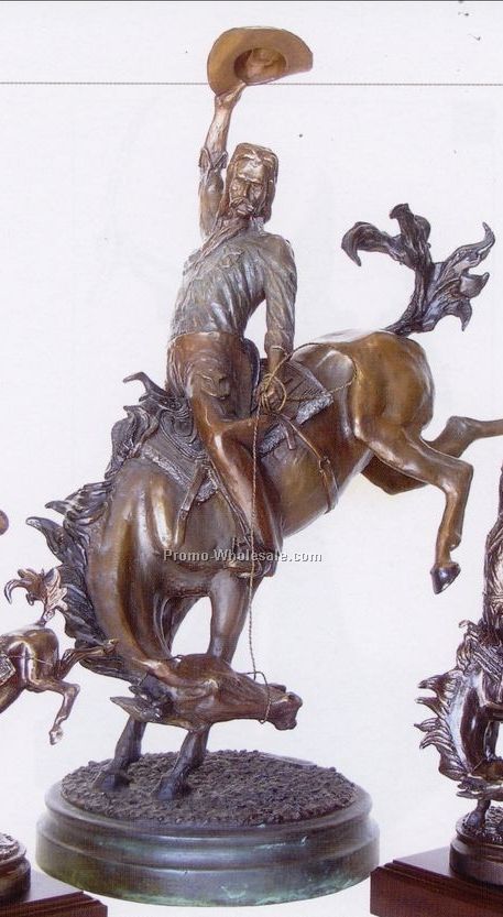10-1/2" Staying On Top Bronco Rider Sculpture