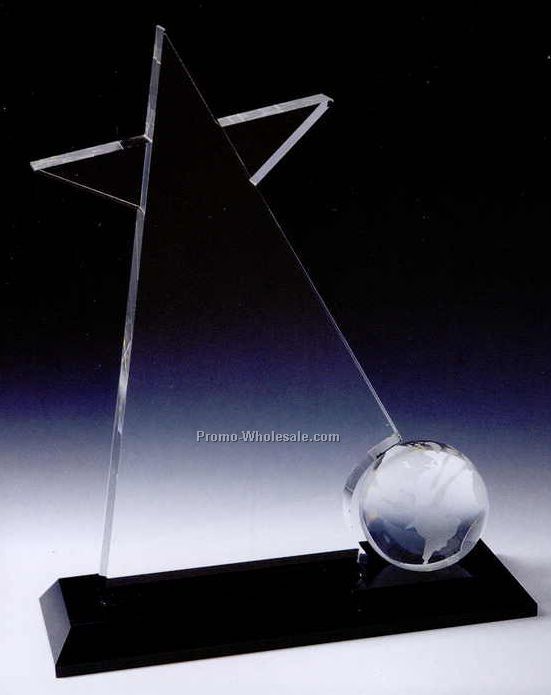 11"x8-3/4"x3" Black Optic Crystal Super Winner Award W/ Rectangle Base