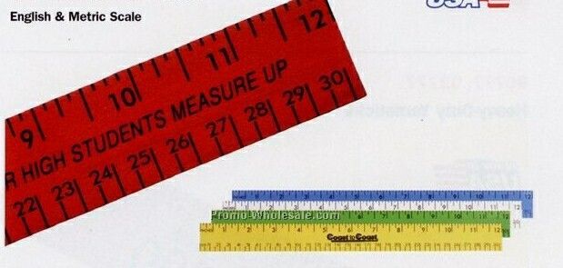 12" Enamel Wood Ruler With English & Metric Scale - Standard Delivery