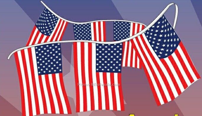12"x18" 60 Ft. American Stars & Stripes Polyethylene Flag Pennants