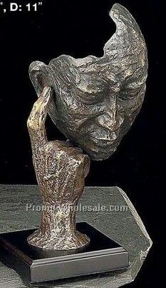 12"x6-1/2"x5" Thinking Man Sculpture In Bronze