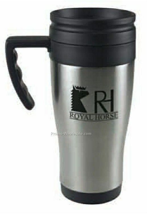 14 Oz. Stainless Steel Budget Mug With Slide 'n Sipp Lid