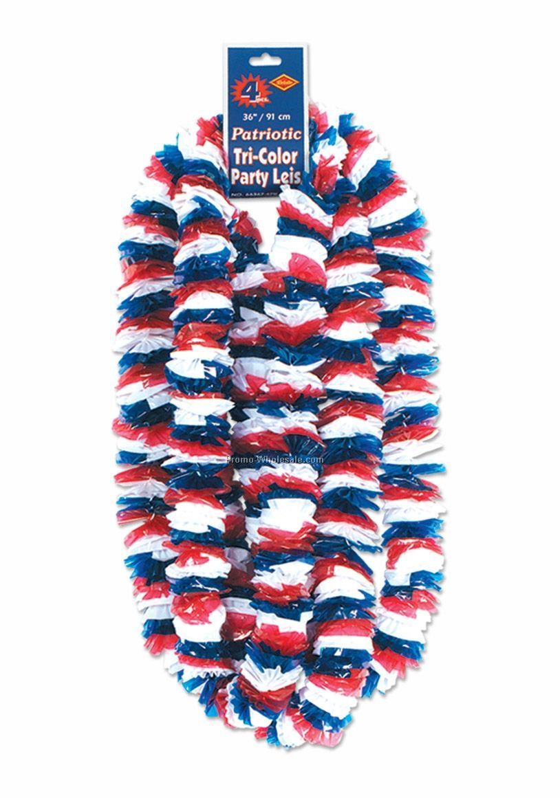 2"x36" Bundled Patriotic Soft Twist Poly Leis