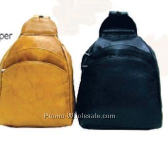 22cmx34cmx9cm Black Tear Drop Knapsack With 2 Front & 1 Side Zipper