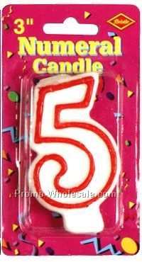 3" Outlined Number 5 Numeral Candle