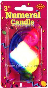 3" Rainbow Number 6 Numeral Candle