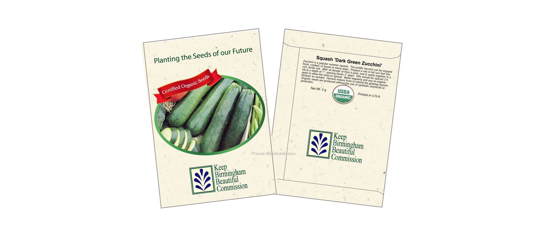 3-1/4"x4-1/2" Organic Squash - Dark Green Zucchini - Seed Packets (1 Color)