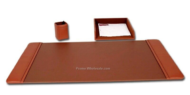 3-piece Classic Leather Desk Set - Black