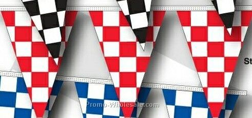 30' 8 Mil Triangle Checkered Race Track Pennant - Red/ White