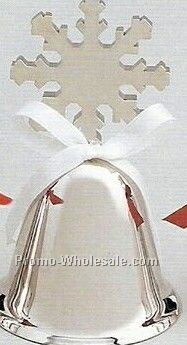 4-1/4" Snowflake Bell W/ Red Ribbon