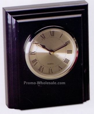 4-3/4"x6"x1-1/2" Square Clock W/ Fancy Bevel - Jet Black