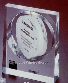 4"x5"x1-1/2"x3/4" Cut Base W/ Spinning Disc Lucite Embedment