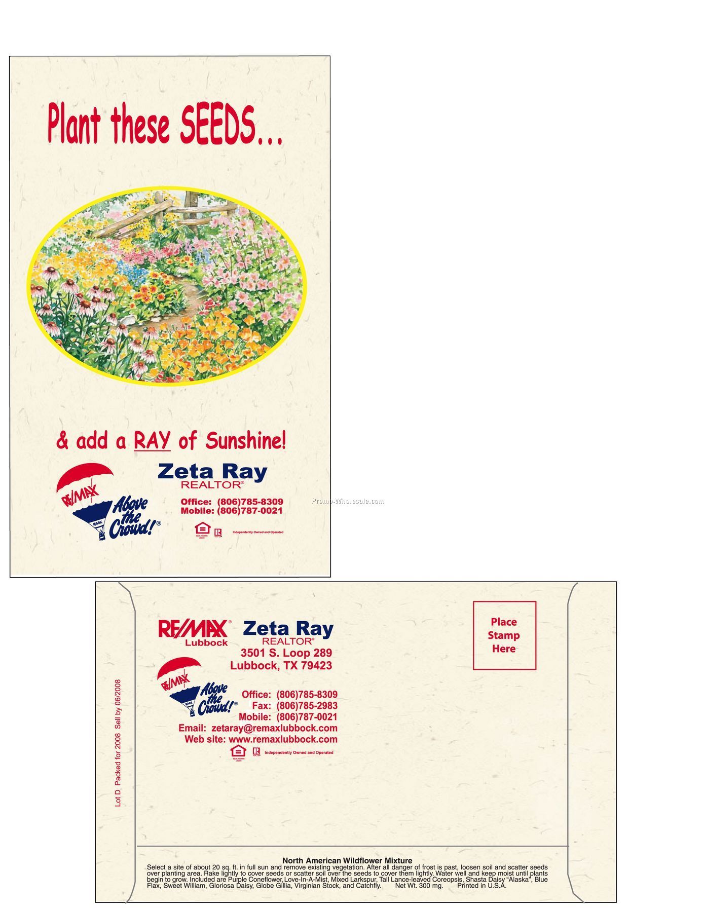 4"x6-1/2" Wildflower 11 Variety Mixed Postcard Size Seed Packet (1 Color)