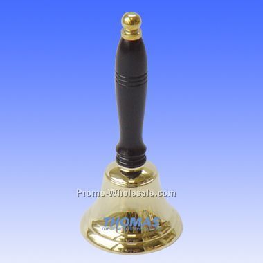 5" Brass Bell With Wooden Handle (Screened)