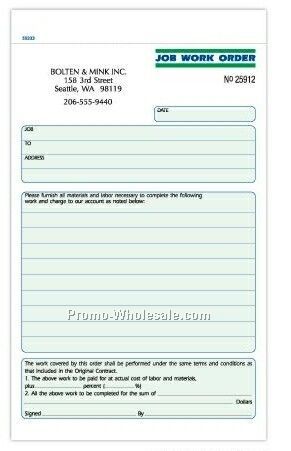 5-1/2"x8-1/2" 3 Part Job Work Order Formatted Snap Sets