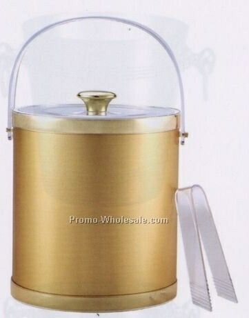 5 Quart Brushed Gold Double Wall Ice Bucket W/ Classic Bands