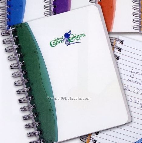 5"x7" Chrome Spiral Binding Notebook With Hard Translucent Cover