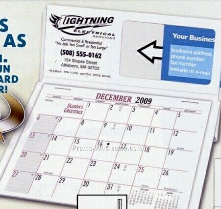 6-1/2"x7" White & Gold Business Card Mem-o-rite Calendar - Before June 1