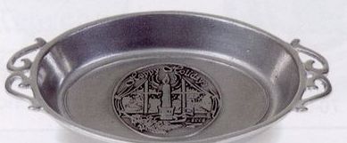 6-1/4"x10" Custom Crested Small Au Gratin W/ Decorative Handles (Polished)