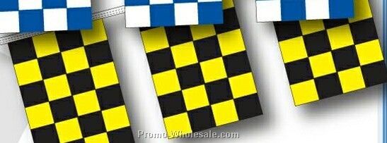 60' 4 Mil Rectangle Checkered Race Track Pennant - Black/ Yellow