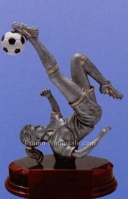 8" Sport Sculpture W/ Radiant Mahogany Finish Base (Female Soccer)