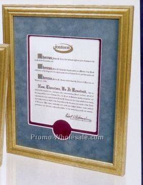 8-1/2"x11" Mdf Certificate Frame W/ Marbled Gold Wrap & No Matboard