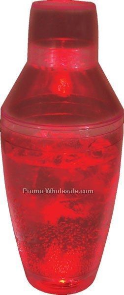8 Oz. Clear Light Up Drink Shaker With Red LED Lights