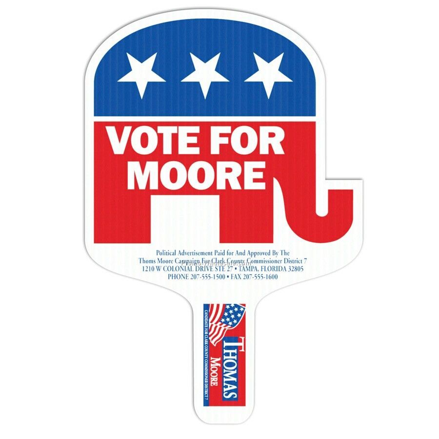 8"x12" Republican Elephant Standard Hand Fan
