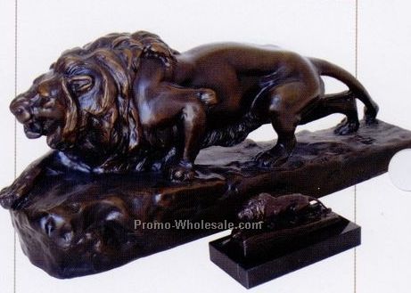 8"x18" Stalking Lion Sculpture