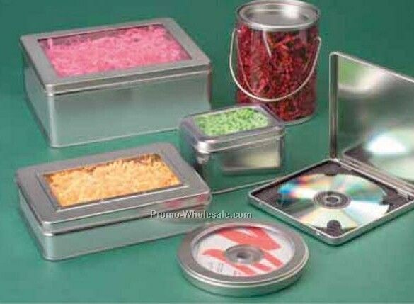 8"x5-7/8"x1" Imported Designer Silver CD/DVD Rectangle Tins