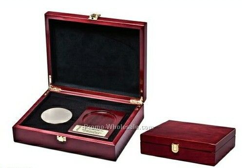 9-1/2"x7-1/2"x2-1/2" Magnifier W/Piano Finish Presentation Set Box