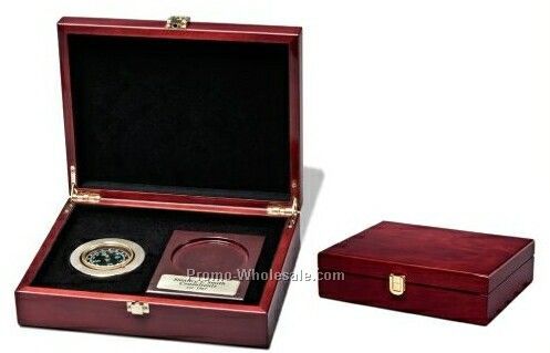 9-1/2"x7-1/2"x2-1/2" Piano Finish Compass Presentation Set