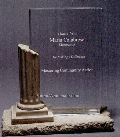 Acrylic Roman Column Award W/ Polycast Base (Laser Engraved)