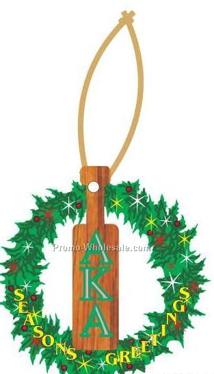 Alpha Kappa Alpha Sorority Paddle Wreath Ornament W/Mirror Back (12 Sq. In)