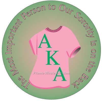 Alpha Kappa Alpha Sorority Shirt Round Mirror W/ Full Mirror Back (2-1/2")
