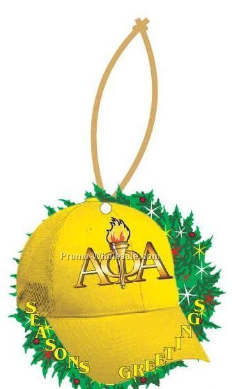 Alpha Phi Alpha Fraternity Hat Wreath Ornament W/ Mirrored Back (6 Sq. In.)