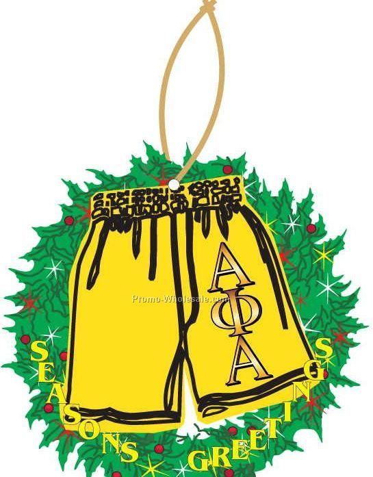 Alpha Phi Alpha Fraternity Shorts Wreath Ornament W/ Mirror Back(8 Sq. In.)