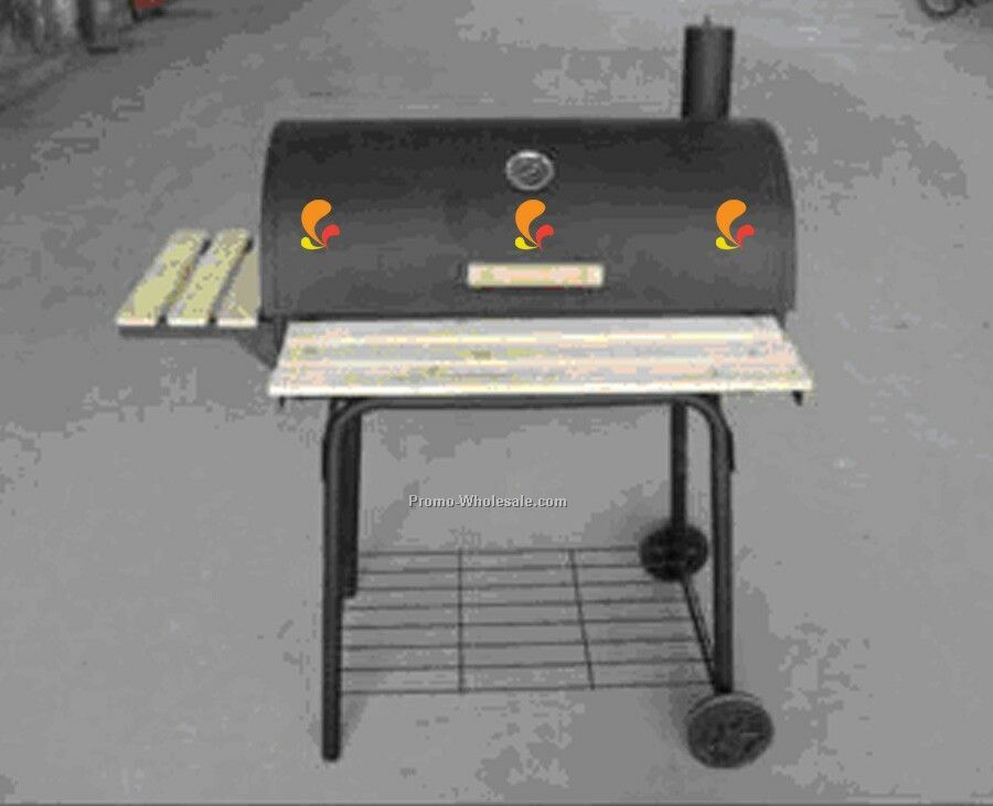 Barbecue Grill - Barrel Style With Rack On Front And Side