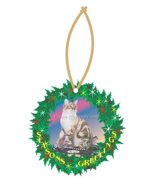 Bengal Cat Executive Wreath Ornament W/ Mirror Back (4 Square Inch)