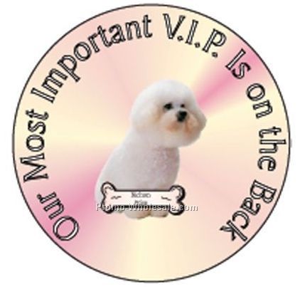 Bichon Frise Dog Round Hand Mirror W/ Full Mirror Back (2-1/2")