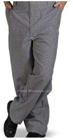 Black & White Check Flex Waist 100% Polyester Chef Pant - (28"-46" Waist)