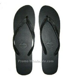 Black Narrow Flip Flop Shoe W/ Rubber Strap