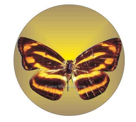 Brown & Yellow Butterfly Badge W/ Metal Pin (2-1/2")