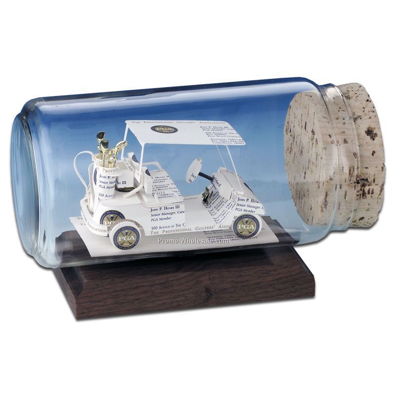 Business Card In A Bottle Sculpture - Golf Cart