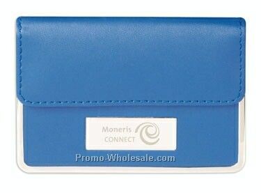 Colorplay Leather Business Card Case W/ Chrome Plate & Trim