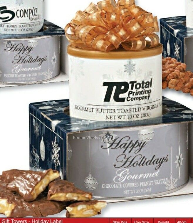Corporate Gift Tower Salted Peanut & Peanut Turtledoves W/ Holiday Sleeve