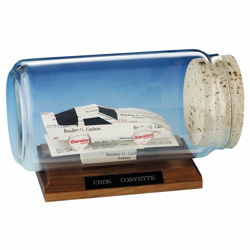 Corvette Business Cards In A Bottle Sculpture