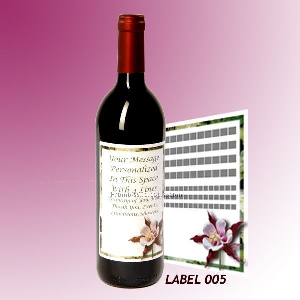 Custom Wine Gift With Personalized Stock Label - Flowers / Orchid Or Lilies